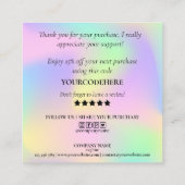 Carte De Visite Carré script moderne holographie merci pour votre comman (Dos)