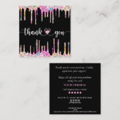 Carte De Visite Carré script moderne holographie merci pour votre comman (Devant / Derrière)