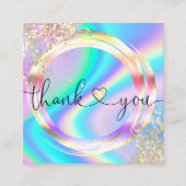 Carte De Visite Carré script moderne holographie merci pour votre comman (Devant)