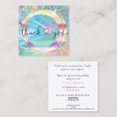 Carte De Visite Carré script moderne holographie merci pour votre comman (Devant / Derrière)