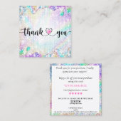 Carte De Visite Carré script moderne holographie merci pour votre comman (Devant / Derrière)