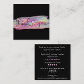 Carte De Visite Carré script moderne holographie merci pour votre comman (Devant / Derrière)