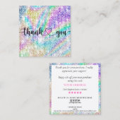 Carte De Visite Carré script moderne holographie merci pour votre comman (Devant / Derrière)