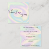 Carte De Visite Carré script moderne holographie merci pour votre comman (Devant / Derrière)