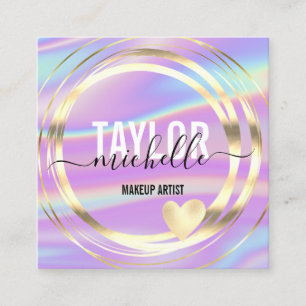 Carte De Visite Carré script moderne holographique parties scintillant c