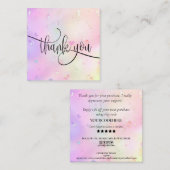 Carte De Visite Carré script moderne iridescendance merci pour votre com (Devant / Derrière)