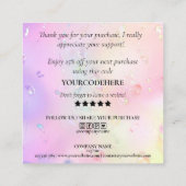 Carte De Visite Carré script moderne iridescendance merci pour votre com (Dos)