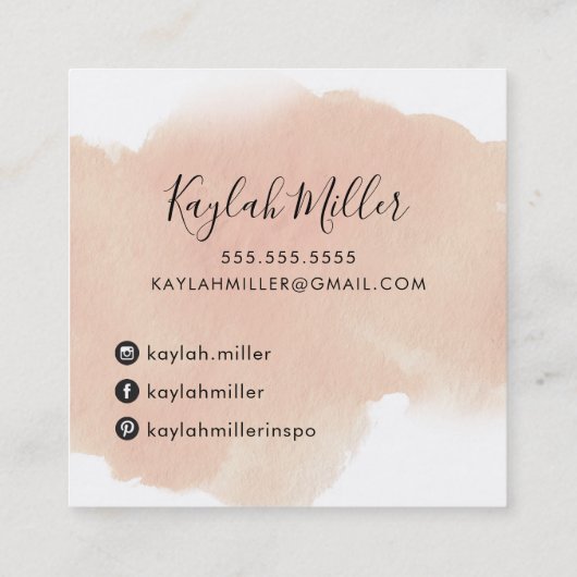 Carte De Visite Carré SCRIPT MONOGRAM initiales élégantes aquarelle blus (Dos)