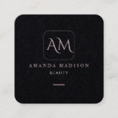 Carte De Visite Carré Script monographique Rose unique en or sur les méd (Devant)