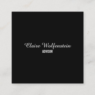 Carte De Visite Carré Script simple élégant noir et blanc