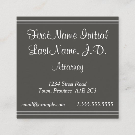 Carte De Visite Carré Script Text Attorney Business Card (Devant)