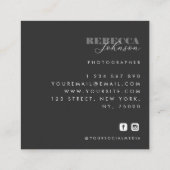 Carte De Visite Carré Script & Typographie noir blanc photo moderne (Dos)