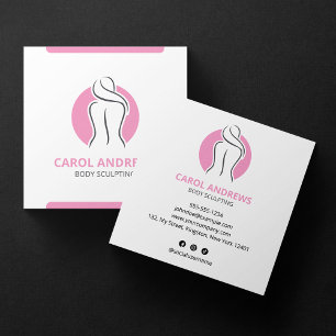 Carte De Visite Carré Sculpture Corporelle Rose Minimaliste pour la Sant
