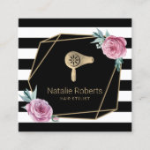 Carte De Visite Carré Sèche-cheveux Sèche-cheveux Stripes modernes Géomé (Devant)