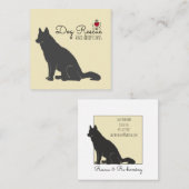Carte De Visite Carré Secourt D'Illustration De Chien Noir Et Adoptions (Devant / Derrière)