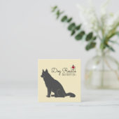 Carte De Visite Carré Secourt D'Illustration De Chien Noir Et Adoptions (Debout devant)