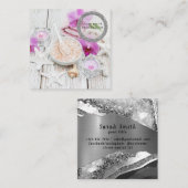 Carte De Visite Carré Sel de mer orchidées massage spa fleurs aromathéra (Devant / Derrière)