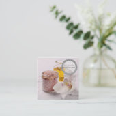 Carte De Visite Carré Sel de mer orchidées massage spa fleurs aromathéra (Debout devant)