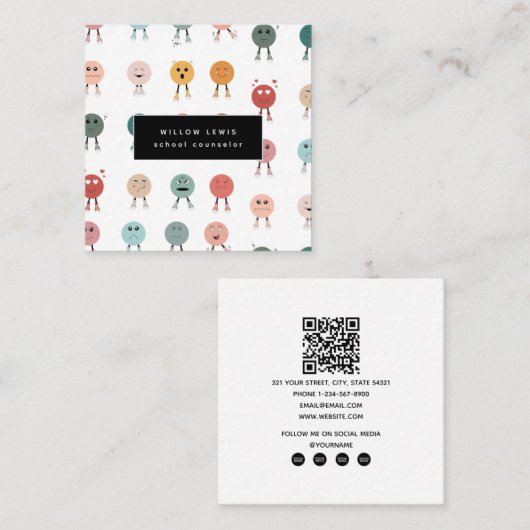 Carte De Visite Carré Sentiments Émotions Visages Graphique Conseiller s (Devant / Derrière)