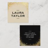 Carte De Visite Carré Séquence dorée Beige Noir (Devant / Derrière)