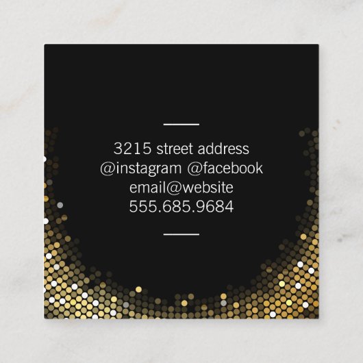 Carte De Visite Carré Séquence dorée Beige Noir (Dos)