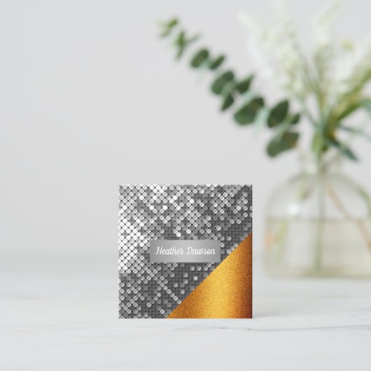 Carte De Visite Carré Séquence et Parties scintillant (Debout devant)