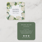 Carte De Visite Carré Serre verte et blanche Hydrangea (Devant / Derrière)