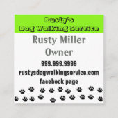 Carte De Visite Carré Service d'animaux de compagnie de chiens et d'os (Dos)