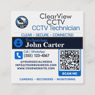 Carte De Visite Carré Service de CCTV personnalisé et système de caméra