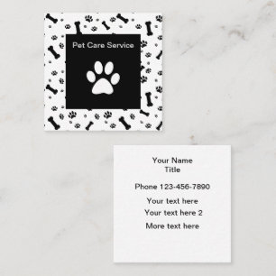 Carte De Visite Carré Service de garde d'animaux Empreinte de Patte Mode
