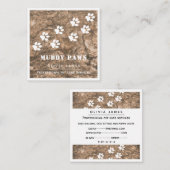 Carte De Visite Carré Service de garde pour chiens professionnels emprei (Devant / Derrière)