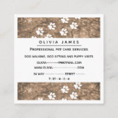 Carte De Visite Carré Service de garde pour chiens professionnels emprei (Dos)