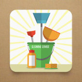 Carte De Visite Carré Service de ménage de rétro commercial