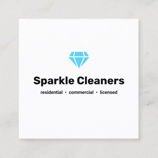 Carte De Visite Carré Service de ménage du logo Diamond (Devant)