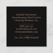 Carte De Visite Carré Service de ménage ménage Rose de nettoyage Or (Dos)