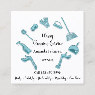 Carte De Visite Carré Service de nettoyage classique Logo de la maison M
