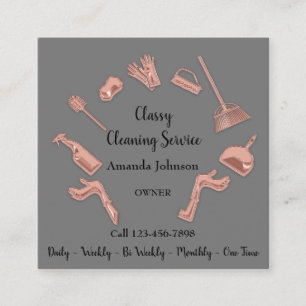 Carte De Visite Carré Service de nettoyage classique Logo Gold Maid Hous