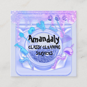 Carte De Visite Carré Service de nettoyage du bureau de la maison QRCode