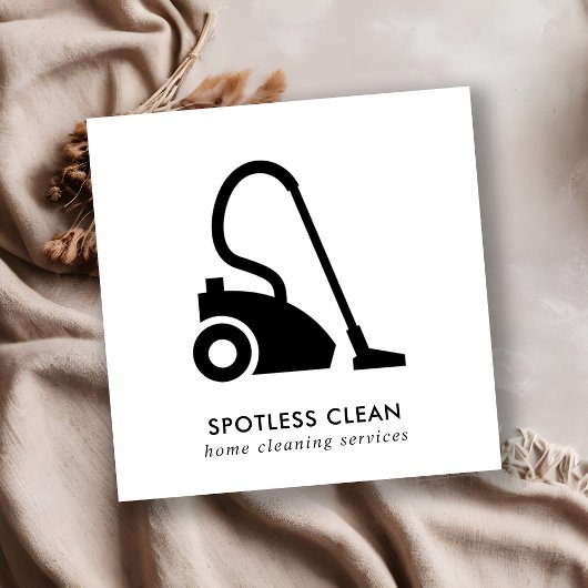 CARTE DE VISITE CARRÉ SERVICE DE NETTOYAGE EN VACUM SIMPLE BLANC NOIR
