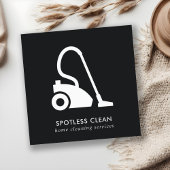 CARTE DE VISITE CARRÉ SERVICE DE NETTOYAGE EN VACUM SIMPLE BLANC NOIR
