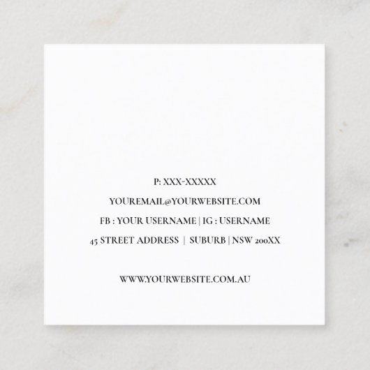 CARTE DE VISITE CARRÉ SERVICE DE NETTOYAGE EN VACUM SIMPLE ROSE BLANC (Dos)