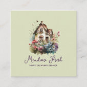 Carte De Visite Carré Service De Nettoyage Maison Cute Floral (Devant)