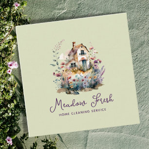 Carte De Visite Carré Service De Nettoyage Maison Cute Floral