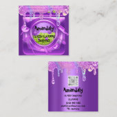 Carte De Visite Carré Service de nettoyage QRCode Laundy Drips savon vio (Devant / Derrière)