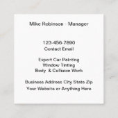 Carte De Visite Carré Service De Peinture De Voiture Moderne Gras (Dos)