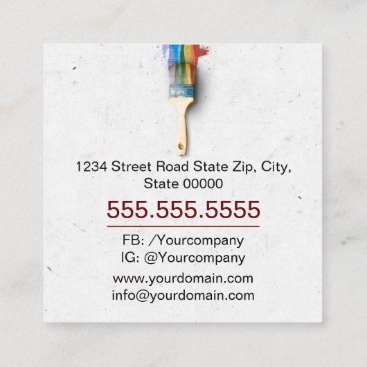 Carte De Visite Carré Service de peinture professionnelle (Dos)