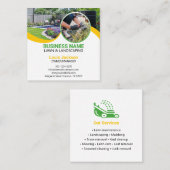 Carte De Visite Carré Service de pelouse vert et jaune Récupération mode (Devant / Derrière)