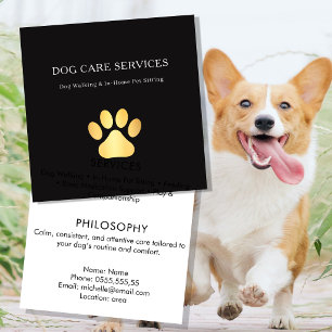 Carte De Visite Carré Service de promenade de chiens professionnelle et