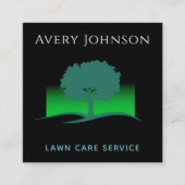 Carte De Visite Carré Service d'entretien de pelouse Green Neon Tree & G (Devant)