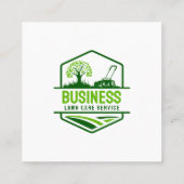 Carte De Visite Carré Service moderne d'entretien de la pelouse verte Mo (Dos)